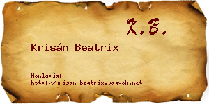 Krisán Beatrix névjegykártya